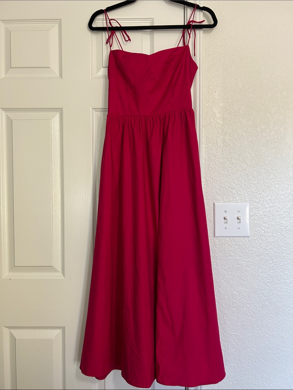 Reformation Magenta Tie-Strap Midi Dress